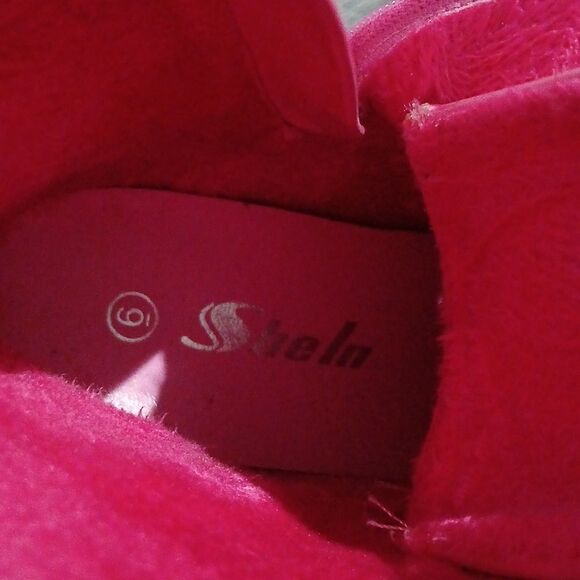 Sheln pink lined shiny combat moto chunky  boots Sz 6 NWOT - Picture 8 of 9